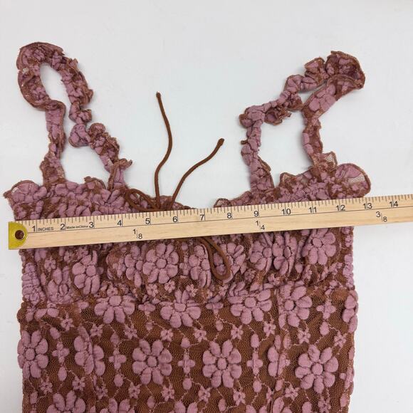 NEW FREE PEOPLE Lucinda Floral Lace Midi Dress Stretchy sz M Coquette Romantic - Picture 7 of 12